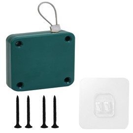 SHIMIDO Upgraded Punch-Free 1000g Automatic Screen Door Closer, Storm Door Closer, Sliding Screen Auto Door Closer with Steel Drawstring for Bathroom, Bedroom, Studyroom, etc. (Green)