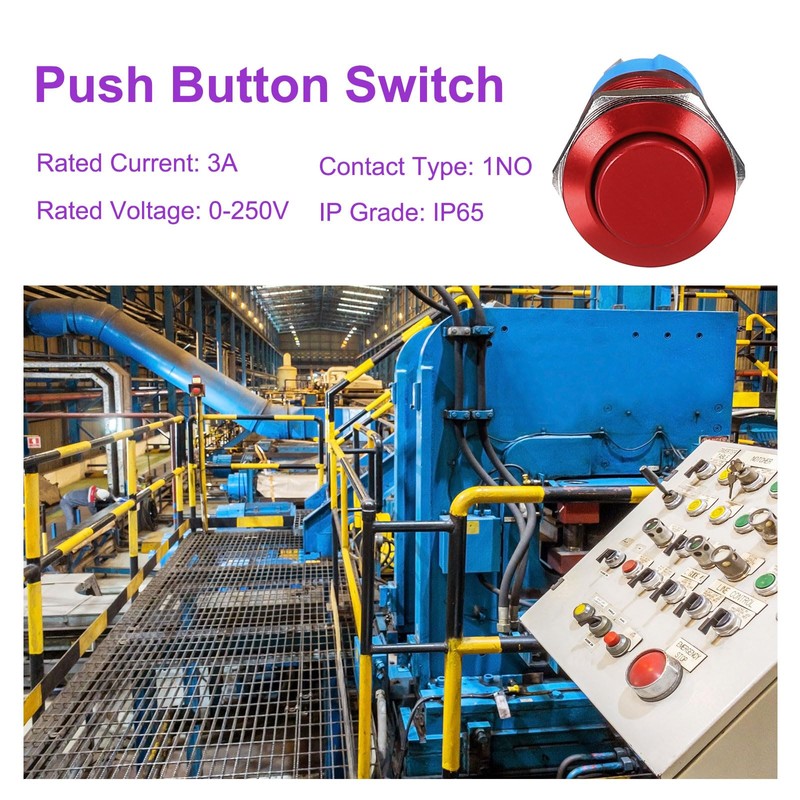 DMiotech 1/2 Inch Stainless Steel Latching Push Button Switch Domed