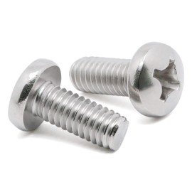 8-32 x 1/2" (1/4" to 3" Available) Pan Head Machine Screws, Full Thread, Phillips Drive, 304 Stainless Steel 18-8, Pack of 100
