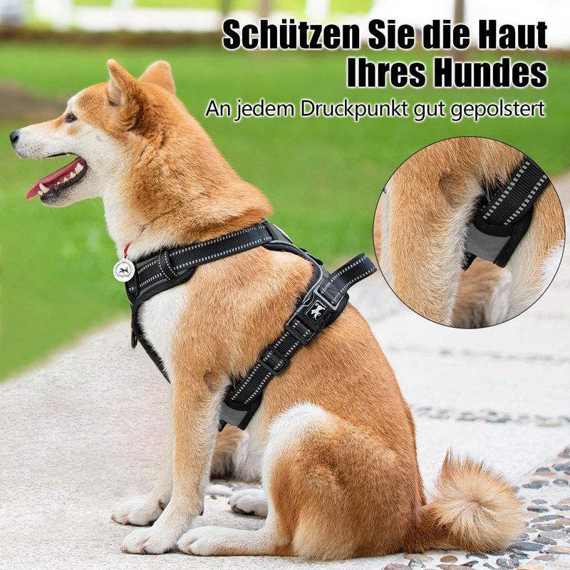 PoyPet No Pull Dog Harness, Reflective Vest Harness with 2