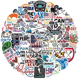 50 Pieces Lacrosse Stickers, Lacrosses Vinyl Stickers for Water Bottle, Helmet, Laptop, Phone, Lacrosses Gifts, Ball Party Favors, Sport Stickers Lacrosse Decorations for Kids Teens Boy