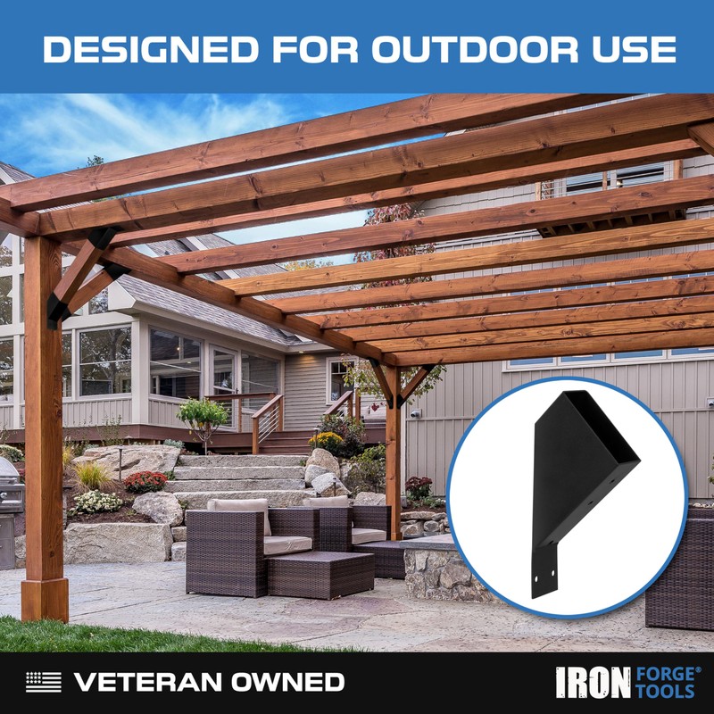 Iron Forge Tools 2x4 Pergola Brackets - 8 Pack Powdercoated