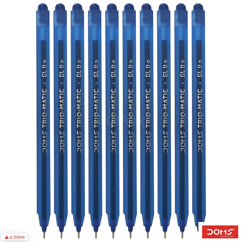 Doms 10 x 0.6mm Tip Trio-matic BLUE Triangular Ballpoint Pens