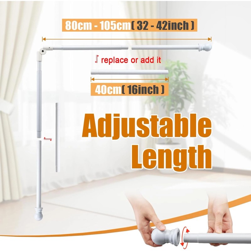 Nicecho L Shape Heavy Duty Curved Curtain Rods for 2