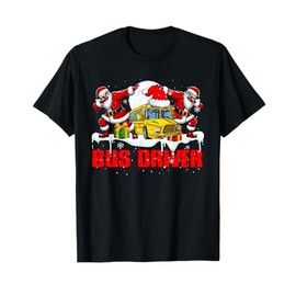 Bus Driver Job Christmas Trees Santa Lover Matching Team T-Shirt