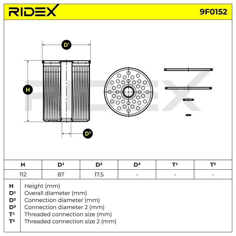 RIDEX 9F0152 Fuel Filter Screw-On Filter with Seal for Car