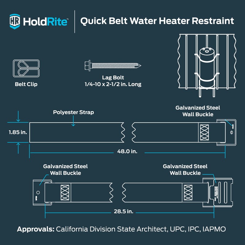 HoldRite QuickBelt for 80 Gallon Water Heater, Soft Belt, QB-50-F