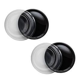 Party Essentials Hard Plastic 12" Black Trays With Clear Dome Lids, Set of 2 Trays and 2 Lids, Clear/Black