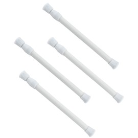 Kyuionty 4 Pcs Spring Tension Curtain Rods, 9.8 To 15.7 Inch Adjustable Curtain Rod Spring Loaded Shower Rod for Bathroom, Kitchen, Window (White)