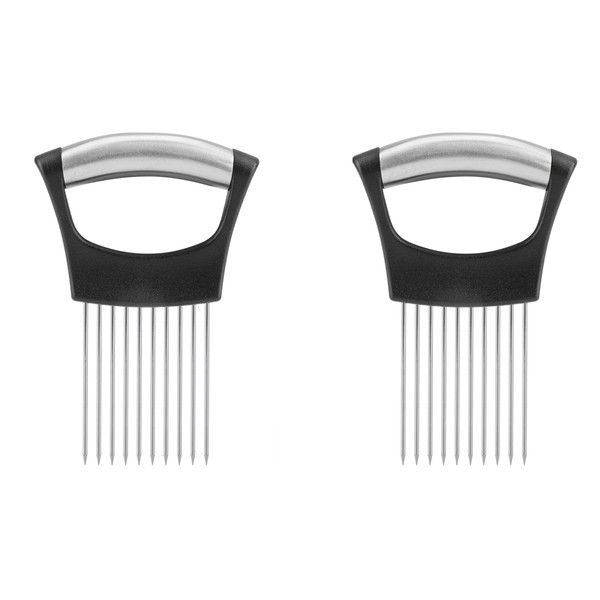 Fnggd 2pcs Stainless Steel Onion Holder For Slicing,Kitchenaid Chopper,Meat Cutter