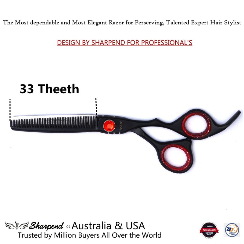 Professional 7” Black Diamond Barber Hairdressing Sharp Edge Scissors Stainless