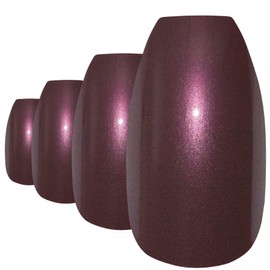 Bling Type False Nails Brown Pearl Ballerina Coffin 24 False Nails Tips With Glue