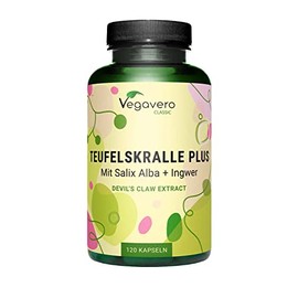 Devil’s Claw Vegavero® | 4400mg (8:1) Extract | 120 Vegan Capsules | No Additives | Lab-Tested | with White Willow Bark & Ginger | Natural Joint Support | Harpagophytum with 2% Harpagoside