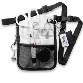 ASA Techmed Nurse Fanny Pack with Trauma Shears & Accessories – Medical Utility Belt with Nursing Supplies Including Tweezers, Bandage Scissors, CPR Face Shield, Measuring Tape - White