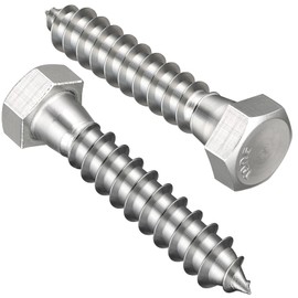 VGBUY 3/8" x 2" Hex Head Lag Screws 12Pcs, 304 Stainless Steel 18-8 Lag Bolts Wood Screws Heavy Duty Large Screws for TV Mounts, Deck, Boat Repair