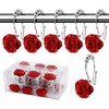 BEAVO Rose Shower Curtain Hooks,12 Pcs Double Glide Shower Curtain