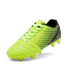 DREAM PAIRS Boys Girls Outdoor Sport Football Shoes Soccer Cleats for Little/Big Kid,Size 13 Little Kid,Neon/Green/Black,SUPERFLIGHT-1K