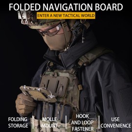 Gunyoo Tactical Plate Carrier Vest Attachments Universal Molle Phone Chest Mount Phone Holder Quick Release Folded Navigation Board for Screen Size 4.7"-6.7" (Tan)