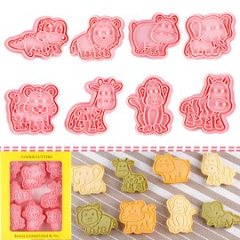BESEK Animal Cookie Cutters for Kids: Safari Zoo Animals 8 PCS Cookie Cutters Set with Lion, Giraffe, Hippo, Elephant, Crocodile, Zebra, Tiger, Monkey etc. (Gift Box)