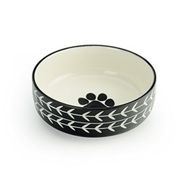 Signature Housewares Glazed Stoneware Pet Bowls (Black Arrow, Extra Small)