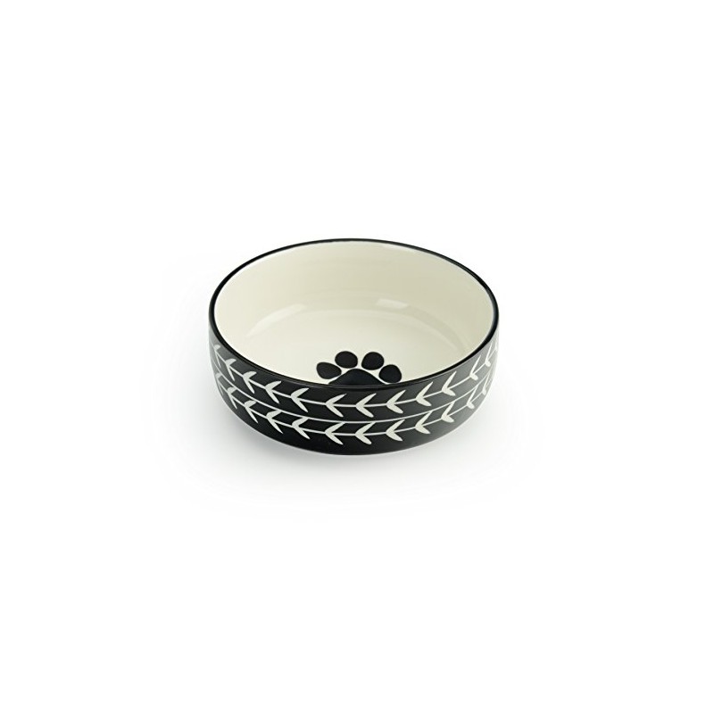 Signature Housewares Glazed Stoneware Pet Bowls (Black Arrow, Extra Small)