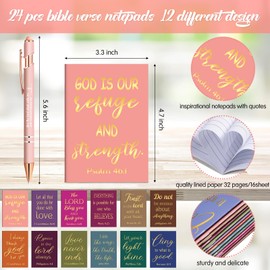 Estune 72 Pcs Christian Bible Gifts Set Bulk Religious Scripture Notebooks Scripture Quote Inspirational Ballpoint Pens Bible Verse Keychain Inspirational Bible Gifts for School Office(Religion)