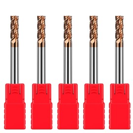 ASNOMY 5 Pcs 3mm Carbide Square End Milling Cutter Micro Grain Harbide Tip Milling Cutter for Alloy Steel/Hardened Steels 4 Headed Milling Cutter AlTiN HRC55 Coated