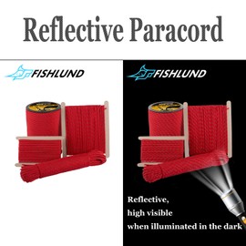 FISHLUND Reflective Paracord 550 lb, 7 Strand Type III Paracord Rope 100ft 4mm, High Strength Nylon Parachute Cord for Camping, Survival, Fishing, Tactical and Hiking, Imperial Red