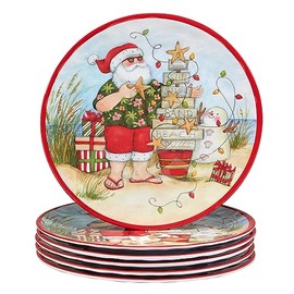Certified International Santa's Wish Melamine 11" Dinner Plates, Multicolor, Large, Set of 6