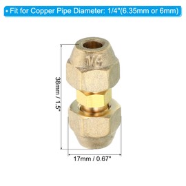 PATIKIL Pipe Extension Joint Connector, 2pcs Free Welding AC Copper Pipe Coupling Adapter with Flare Nuts for Copper Pipe Diameter 1/4"(6.35mm) Refrigeration HVAC