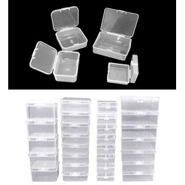 Pcxino 40 Pack 4 Size Small Clear Storage Box,Clear Plastic Beads Storage Containers Box with Hinged Lid for Small Items and Craft Projects