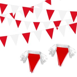 LZXING 100 Feet Red White Pennant Banner Flags String Party Decorations Triangle Bunting Flag Garland for Grand Opening Wedding Kids Birthday Baby Shower Outdoor Decor ﻿