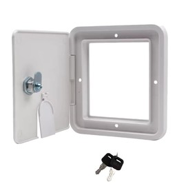 Rugged Trail Products RV Power Cord Access Door - Small White Electrical Hatch with 2 Keys