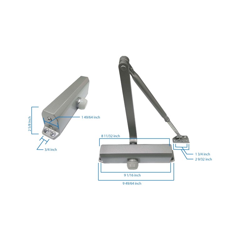 Global Door Controls Commercial ADA Door Closer in Aluminum with
