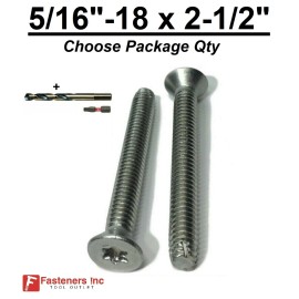 Fasteners Inc. 5/16-18 x 2-1/2" Stainless Steel Trailer Flooring Floorboard Screw Torx w/ Bits - 25
