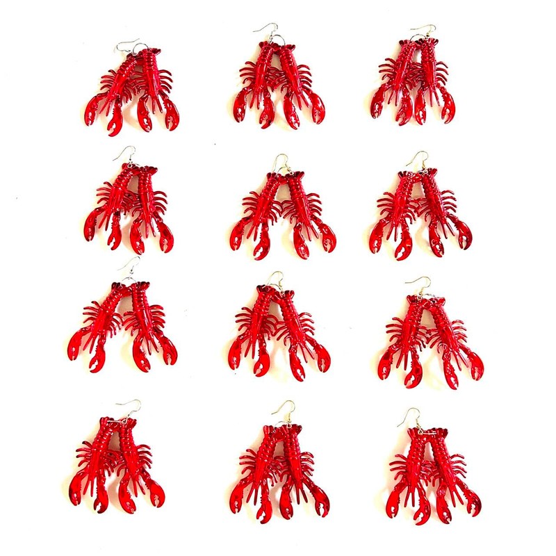 GZYSSL 12 Pcs Mardi Gras Red Carwfish Earring Pendant Decoration
