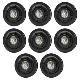Pulley 90 mm, Pack of 8 Nylon Rope Pulley for Ropes, DIY Black Replacement Part Universal Bearing Pulley Wire Rope Pulley for Gym Fitness Equipment
