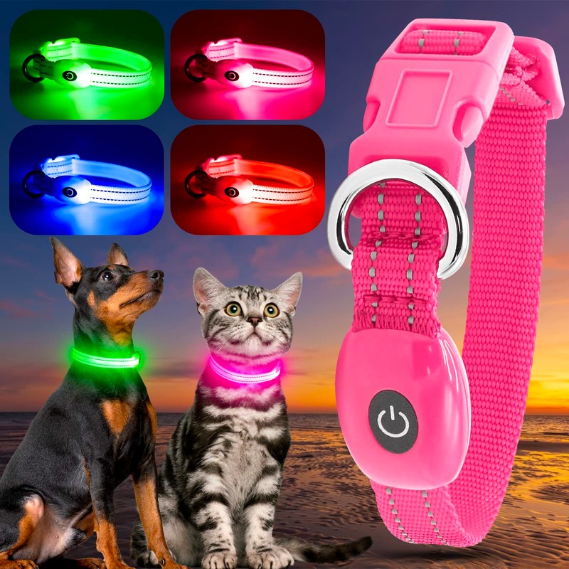 YFbrite Light up Dog Collars for Night Walking, Rechargeable LED