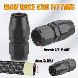 KOOTANS 5pcs 10AN Hose End Fitting Straight Swivel Fuel Line Fittings Black Aluminum 10AN Fittings for CPE Braided Fuel Hose