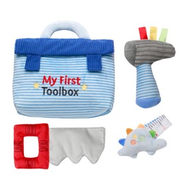 4 Piece Plush My First Toolbox Play Set with Sensory Toys for Baby, Multicolored, 6 inch