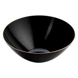 Moderna 6 Ounce Plastic Bowls, 20 Durable Disposable Salad Bowls - Gold-Rimmed, Heavy-Duty, Black Plastic Fancy Bowls, For Warm And Cold Foods, Ideal For Restaurants - Restaurantware