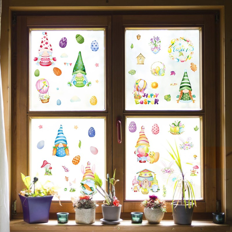 540 PCS Easter Decorations Window Clings, 9 Sheets Easter Window