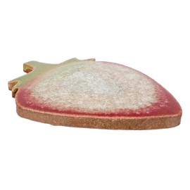 100 North Dock 6 Pottery Unique Handmade Specialty Shaped 6 x 4 Inch Glazed Ceramic and Glass Home Décor Drink Coaster, Red, Green, Strawberry