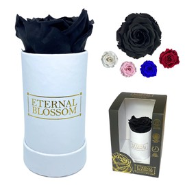 Eternal Blossom Preserved Real Infinity Rose | Eternal Rose That Lasts Over A Year White Box | With Gift Box (Midnight Black)