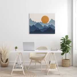 Stupell Industries Rising Sun Jagged Layered Mountain Range Peaks Canvas Wall Art, Design By JJ Design House LLC
