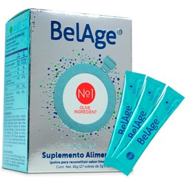 BelAge Sanki - Suplemento Alimenticio con Postbióticos de Olivo y Romero, Antioxidante, 27 Sobres, sabor Lima Limón, Gluten Free