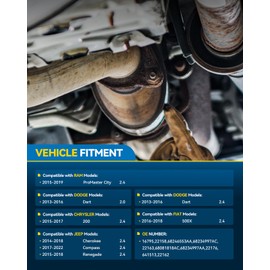 PHILTOP Front Catalytic Converter Compatible with 2017-2022 Compass 2.4L, 2014-2018 Cherokee 2.4L, 2015-2018 Renegade 2.4L, 2013-2016 Dart 2.0/2.4L, 2015-2017 200 2.4L - Replace# 16795 (EPA Compliant)