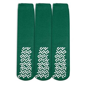 Personal Touch Top of the Line Hospital Non Skid Slipper Socks, Ladies or Men's Colors, 3 Pairs (Green, XX-Large Mid-Calf)