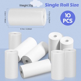 Thermal Paper for Children's Cameras, 10 Rolls White Refill Printing Paper, Thermal Printer Paper, Zero Ink Printing Paper, Refill Paper for Instant Print Camera, 57 x 30 mm