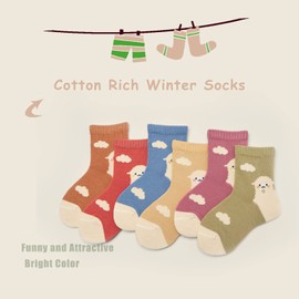 Big Girls Cotton Socks Kids Seamless Crew Socks Cartoon Dress Socks 6 Pack 8-10 Years Sheeps